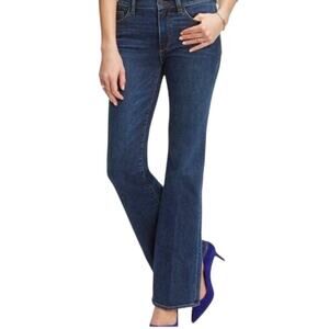 Karen Kane Dark Wash Straight Leg Jeans Yellow Stitching USA Made Size 6